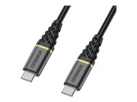OtterBox Premium - USB-kabel - 24 pin USB-C (hane) till 24 pin USB-C (hane) - USB 2.0 - 3 A - 2 m - Strömförsörjningsstöd - glamorsvart 78-52678