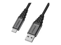 OtterBox Premium - USB-kabel - 24 pin USB-C (hane) till USB (hane) - USB 2.0 - 3 A - 1 m - mörk asksvart 78-52664