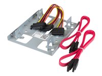 StarTech.com Dubbelt 2,5" till 3,5" HDD-fäste för SATA-hårddiskar – 2,5" till 3,5" fäste för monteringsfack för 2 enheter - Adapter för lagringsfack - 3,5 till 2,5 tum - stål - för P/N: 25S22M2NGFFR, S322M225R, SAT2M2NGFF25, SAT32M225, SAT32MSAT257, ST521PMINT BRACKET25X2