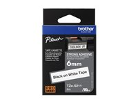 Brother TZe-S211 - Extrastark häftning - svart på vitt - Rulle (0,6 cm x 8 m) 1 kassett(er) bandlaminat - för Brother PT-D210, D600, H110; P-Touch PT-1005, D200, D450, D800, E550, H110, P300, P900 TZES211