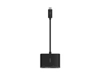 Belkin USB-C to VGA + Charge Adapter - Videokort - USB-C hane till HD-15 (VGA), USB-C (enbart ström) hona - svart - stöd för 1080p, USB Power Delivery (60W) AVC001BTBK