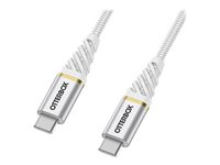 OtterBox Premium - USB-kabel - 24 pin USB-C (hane) till 24 pin USB-C (hane) - USB 2.0 - 3 A - 2 m - Strömförsörjningsstöd - molnhimmelfärgad vit 78-52681