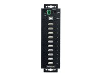StarTech.com 10-Port Industrial USB 2.0 Hub, Rugged USB Hub w/15kV Air/8kV Contact ESD Level 4 Protection, DIN/Wall/Desk Mountable USB-A Hub, Multiport USB Hub with Locking Ports - Metal Construction (USB210AIND-USB-A-HUB) - Hubb - industriell - 10 x USB 2.0 - skrivbordsmodell, DIN-skenmonterbar, väggmonterbar - TAA-kompatibel USB210AIND-USB-A-HUB