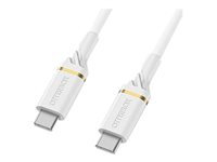 OtterBox Standard - USB-kabel - 24 pin USB-C (hane) till 24 pin USB-C (hane) - USB 2.0 - 3 A - 1 m - Strömförsörjningsstöd - molndammig vit 78-52672