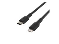 Belkin BoostCharge - Lightning-kabel - 24 pin USB-C hane till Lightning hane - 1 m - svart - USB-strömförsörjning (18W) CAA003BT1MBK