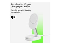 Belkin BoostCharge Pro - Trådlöst laddställ - magnetisk, konvertibel, med Qi2 - 15 Watt - 3 A - Fast Charge - vit WIA008BTWH