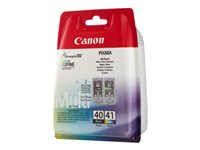 Canon PG-40 / CL-41 Multi Pack - 2-pack - svart, färg (cyan, magenta, gul) - original - bläcktank - för FAX JX210; PIXMA iP1800, iP1900, iP2600, MP140, MP190, MP210, MP220, MP470, MX300, MX310 0615B051