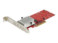 StarTech.com x8 Dual M.2 PCIe NVMe SSD Adapter - PCIe 3.0 - Gränssnittsadapter - M.2 - Expansion Slot to M.2 - M.2 Card - låg profil - PCIe 3.0 x8 - röd - TAA-kompatibel PEX8M2E2