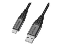 OtterBox Premium - USB-kabel - 24 pin USB-C (hane) till USB (hane) - USB 2.0 - 3 A - 2 m - mörk asksvart 78-52665