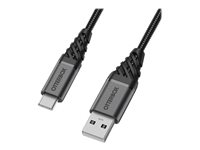OtterBox Premium - USB-kabel - USB (hane) till 24 pin USB-C (hane) - USB 2.0 - 3 m - mörk asksvart 78-52666