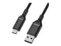 OtterBox Standard - USB-kabel - 24 pin USB-C (hane) till USB (hane) - USB 2.0 - 3 A - 2 m - svart 78-52659